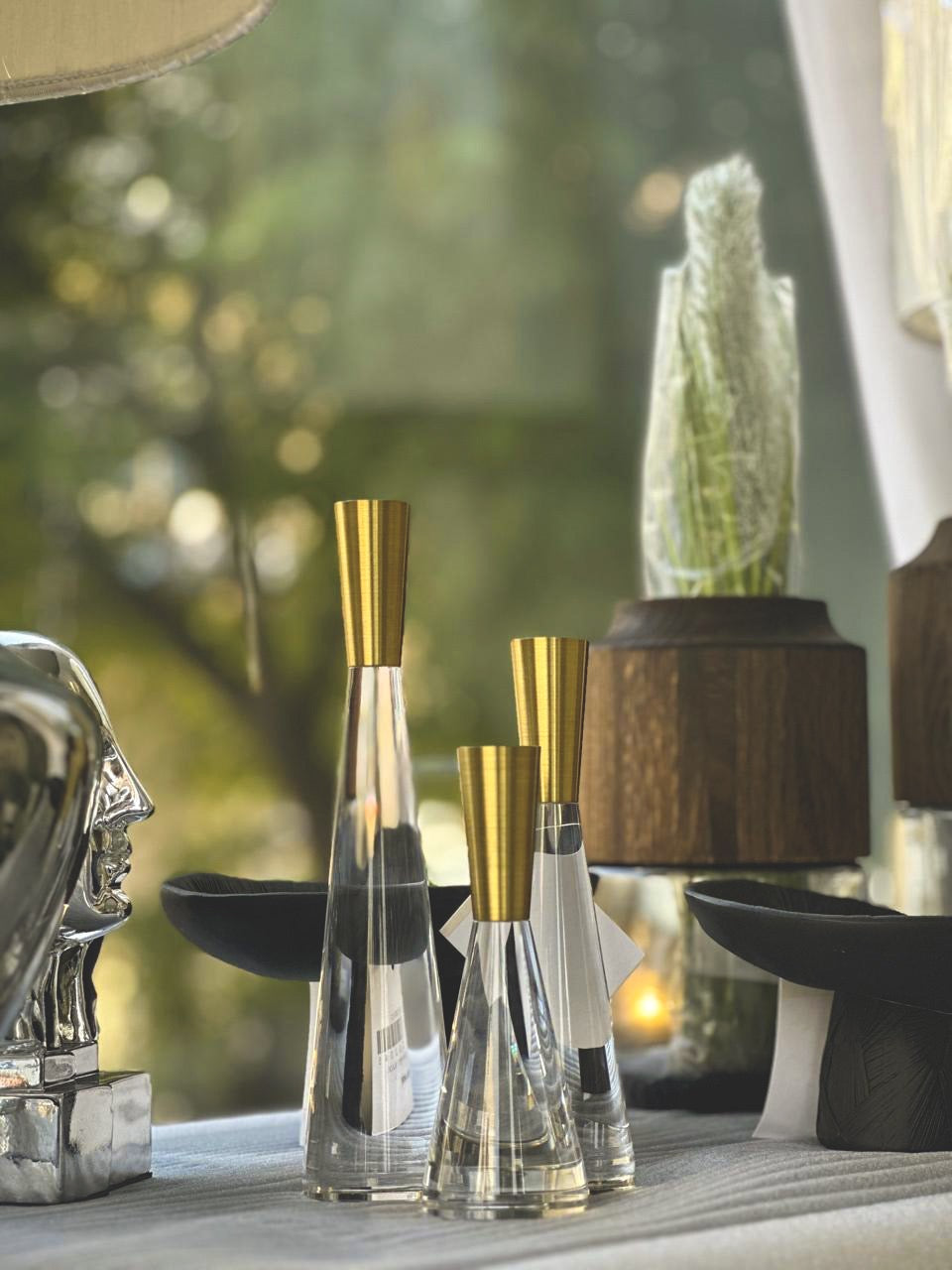 Crystal candle stand SET OF 3