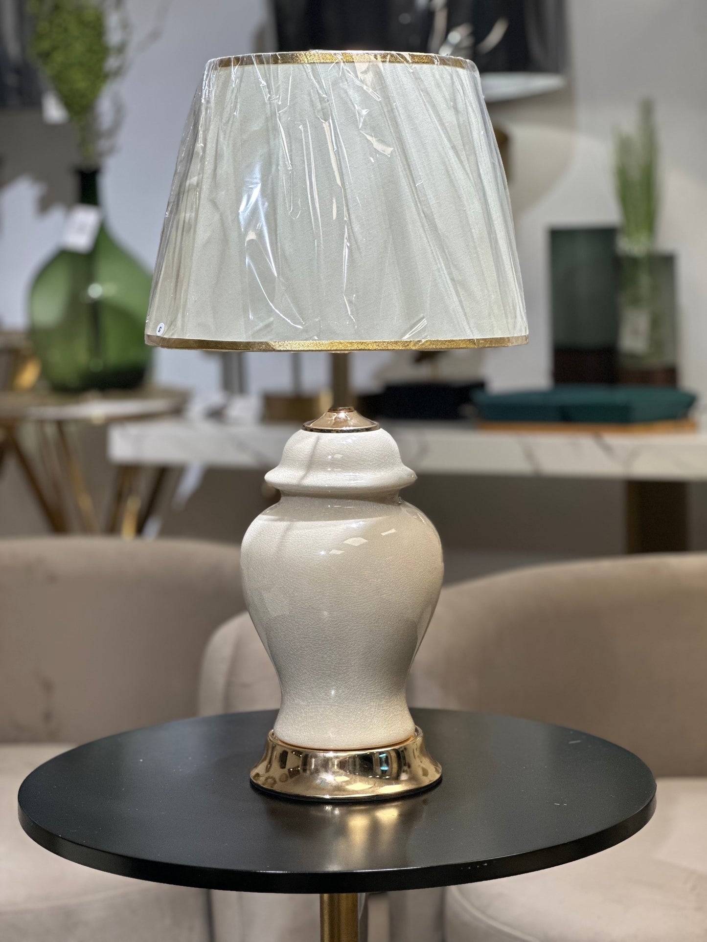 Ceramic With Golden Base Table Lamp pair