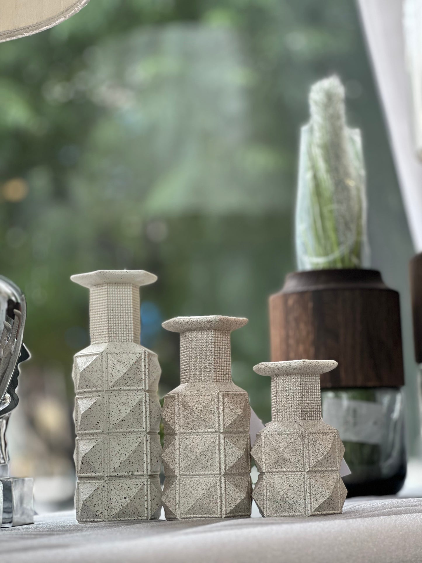 Mosaic corian candle holder set of 3