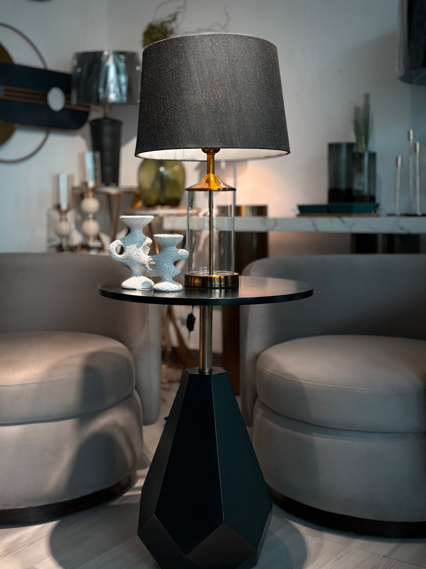 Glass Base Lamp pair