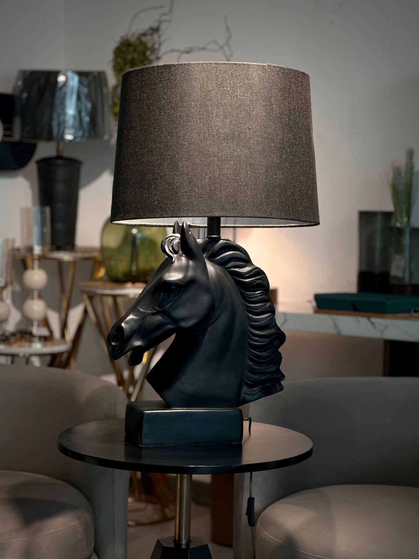 Black Horse Table Lamp pair