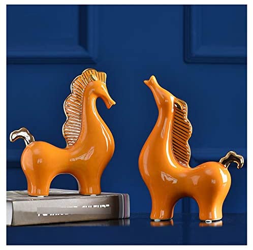 Ceramic Ornament Horse Statues – Dull Orange - iSurfaces