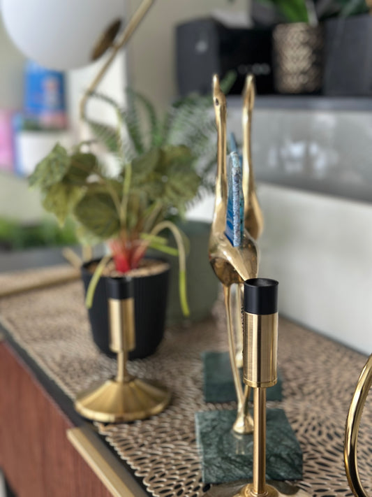 Candle Stand Black & Gold 2pc