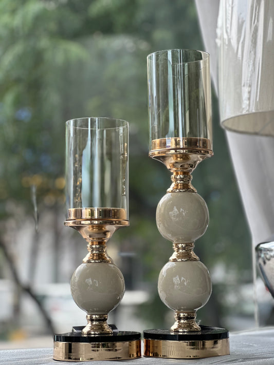Golden marble Candle holder Large