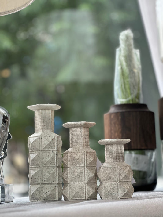 Mosaic corian candle holder set of 3