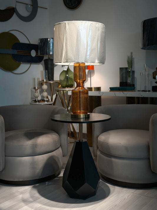 Orange textured Glass Lamp pair