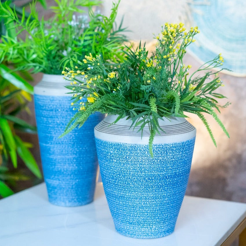 Pair of Blue Ceramic Vases - iSurfaces