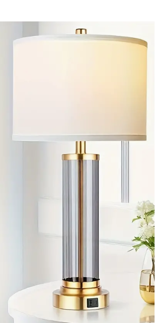 Crystal Glass Brass Table Lamp